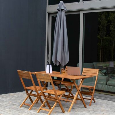Parasol droit 3m inclinable à manivelle en aluminium gris anthracite  Oviala
