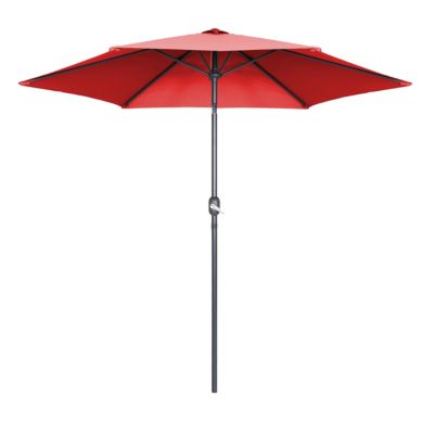 Parasol droit 3m inclinable à manivelle en aluminium rouge  Oviala