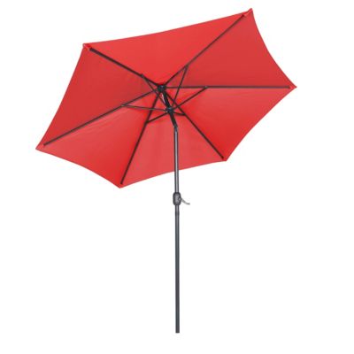 Parasol droit 3m inclinable à manivelle en aluminium rouge  Oviala