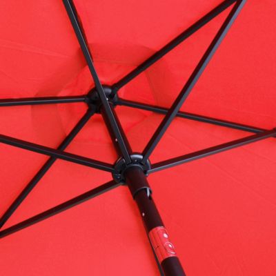 Parasol droit 3m inclinable à manivelle en aluminium rouge  Oviala