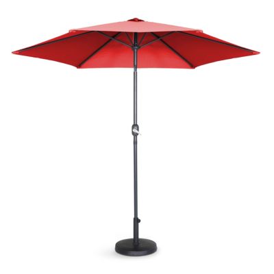 Parasol droit 3m inclinable à manivelle en aluminium rouge  Oviala