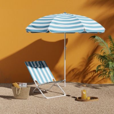 Parasol droit Curacao bleu clair manuel
