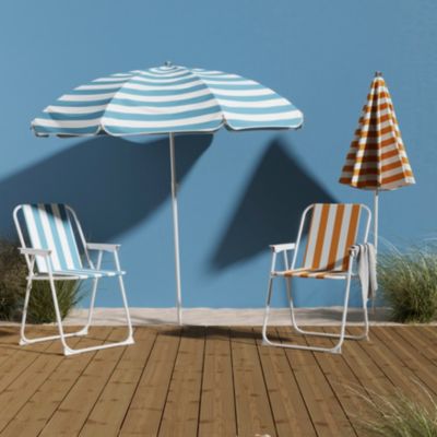 Parasol droit Curacao bleu clair manuel