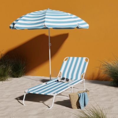 Parasol droit Curacao bleu clair manuel