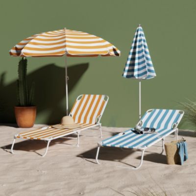 Parasol droit Curacao bleu clair manuel