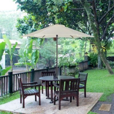 Parasol droit de jardin balcon terrasse grande taille toile polyester 160 g/m² dim. 1,96 x 2H m mât alu