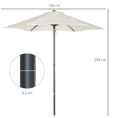 Parasol droit de jardin balcon terrasse grande taille toile polyester 160 g/m² dim. 1,96 x 2H m mât alu