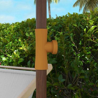 Parasol droit de plage jardin style bohème à franges UV40+ crème