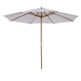 Parasol droit en bois polyester haute densité protection solaire dia. 3 x 2,5H m crème