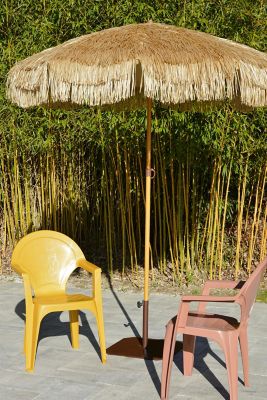 Parasol droit Ezpeleta Manila - rond - coloris bois naturel - L.200 x l.200 cm