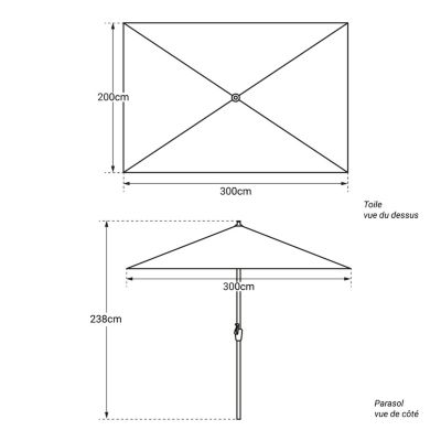 Parasol droit HAPUNA rectangulaire 2x3m taupe - Happy Garden