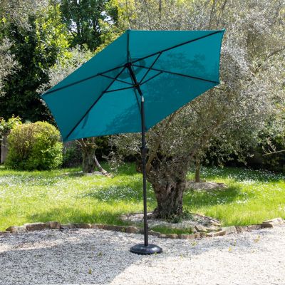 Parasol droit HAPUNA rond 2,70m de diamètre bleu - Happy Garden