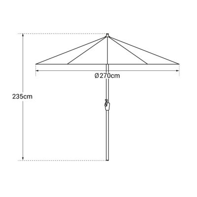 Parasol droit HAPUNA rond 2,70m de diamètre gris - Happy Garden