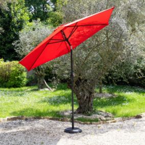 Parasol droit HAPUNA rond 2,70m de diamètre rouge - Happy Garden