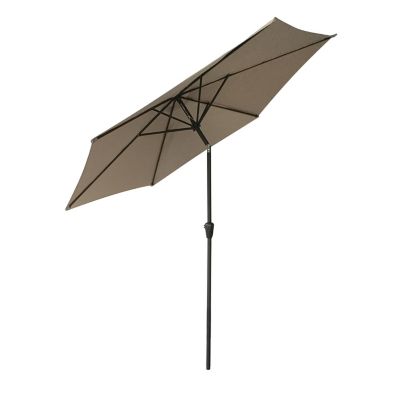 Parasol droit HAPUNA rond 2,70m de diamètre taupe - Happy Garden