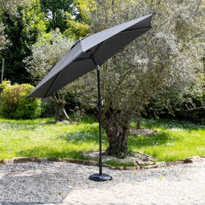 Parasol droit HAPUNA rond 3,30m de diamètre gris - Happy Garden