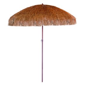 Parasol droit Raphia marron aluminium 2 m