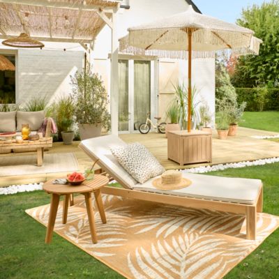 Parasol droit Raphia marron aluminium 2 m