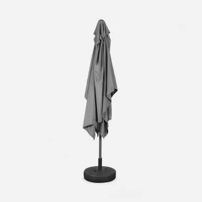Parasol droit rectangulaire 2x3m - Touquet gris - mât central en aluminium orientable et manivelle d'ouverture