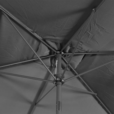 Parasol droit rectangulaire 2x3m - Touquet gris - mât central en aluminium orientable et manivelle d'ouverture