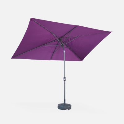 Parasol droit rectangulaire 2x3m - Touquet Prune - mât central en aluminium orientable et manivelle d'ouverture
