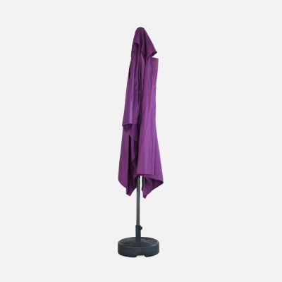 Parasol droit rectangulaire 2x3m - Touquet Prune - mât central en aluminium orientable et manivelle d'ouverture