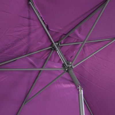 Parasol droit rectangulaire 2x3m - Touquet Prune - mât central en aluminium orientable et manivelle d'ouverture