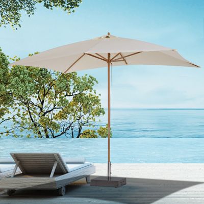 Parasol Rectangulaire Outsunny 2x1.5m - Bois Bambou, Toile Polyester 180g/m², Inclinable