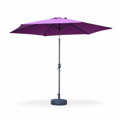 Parasol Droit Rond Ø3m Effet Bois - Ouverture Manivelle, Toile Professionnelle 240g/m² Résistante UV - Pour Terrasse, Jardin - 6