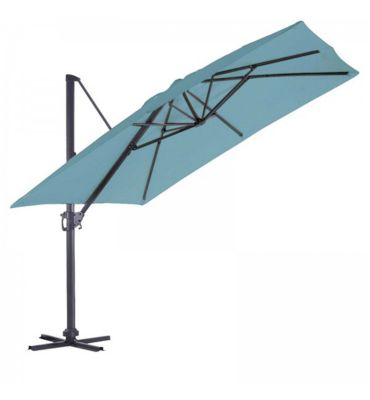 Parasol en Aluminium à Pied Déporté de 3 x 3 m (3 m - Bleu Pétrole)