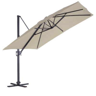 Parasol en Aluminium à Pied Déporté de 3 x 3 m (3 m - Ecru)