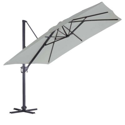 Parasol en Aluminium à Pied Déporté de 3 x 3 m (3 m - Gris Perle)