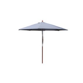 Parasol en bois rond diamètre 2,66 m toile grise NAPOLI degrés Parasol en bois rond diamètre 2,66 m toile grise NAPOLI