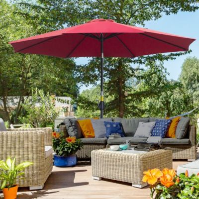 Parasol en métal rond polyester 180g/m² manivelle inclinable dia. 3 x 2,45H m