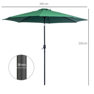 Parasol en métal rond polyester 180g/m² manivelle inclinable dia. 3 x 2,45H m