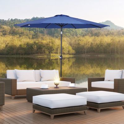 Parasol en métal rond polyester 180g/m² manivelle inclinable dia. 3 x 2,45H m