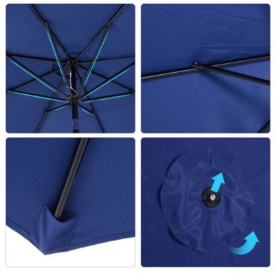 Parasol en métal rond polyester 180g/m² manivelle inclinable dia. 3 x 2,45H m