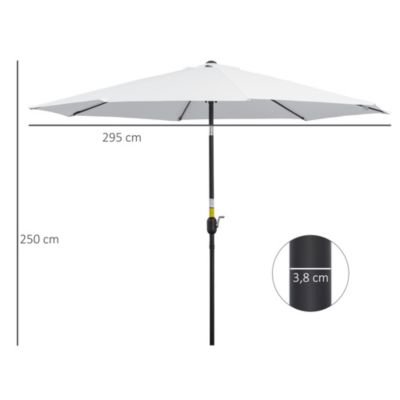 Parasol en métal rond polyester 180g/m² manivelle inclinable dia. 3 x 2,45H m