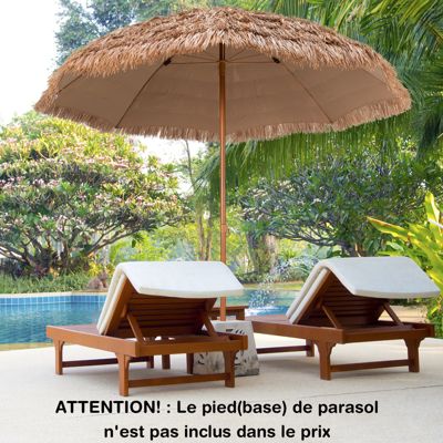 Parasol en Paille PE  Style Hawaïen Tropical Baleines pour Patio Terrasse Jardin H 220cm