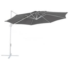 Parasol en porte-à-faux gris foncé et blanc 2,95 m SAVONA II