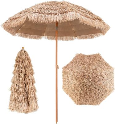 Parasol 2M en Paille de PP,Parasol Rond Pliant Exotique,Parasol de