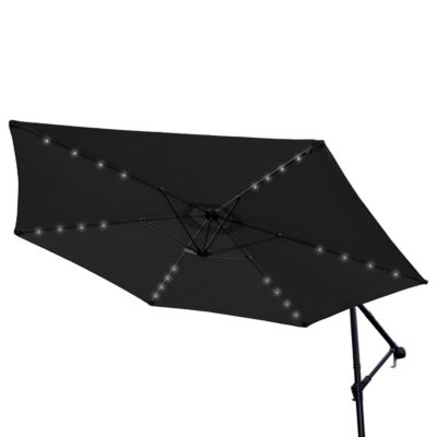 Parasol Gris 3m avec LED's Intégrés avec Base Carrée