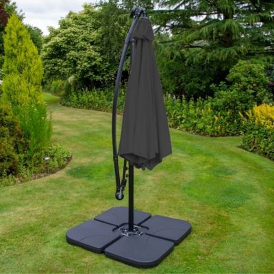 Parasol Gris 3m avec LED's Intégrés avec Base Carrée