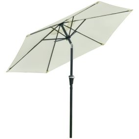 Parasol hexagonal inclinable dia. 2,3 x 2,16H m métal polyester haute densité crème