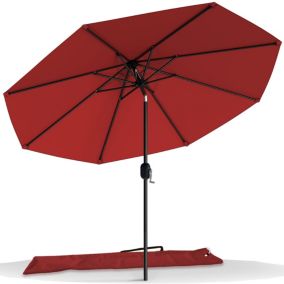 Parasol inclinable 2.70 x 2.40m avec housse de protection rouge VOUNOT