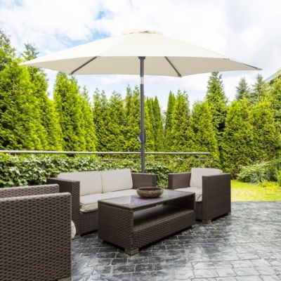 Parasol inclinable de jardin manivelle toile polyester imperméabilisée haute densité 180 g/m² dia. 2,7 x 2,35H m alu