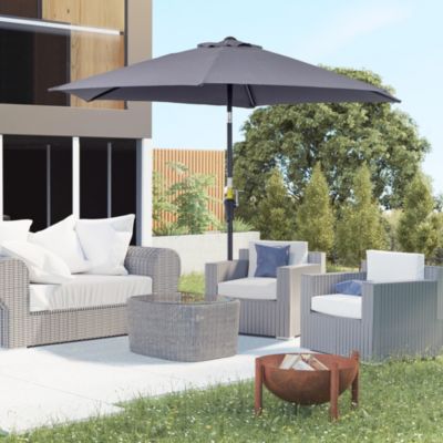 Parasol inclinable de jardin manivelle toile polyester imperméabilisée haute densité 180 g/m² dia. 2,7 x 2,35H m alu