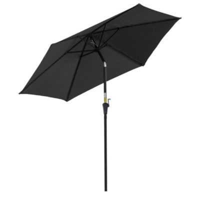 Parasol inclinable de jardin manivelle toile polyester imperméabilisée haute densité 180 g/m² dia. 2,7 x 2,35H m alu