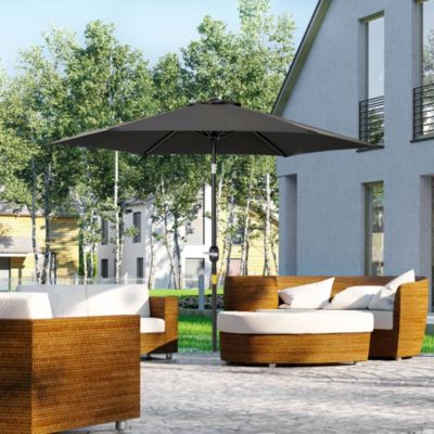 Parasol inclinable de jardin manivelle toile polyester imperméabilisée haute densité 180 g/m² dia. 2,7 x 2,35H m alu