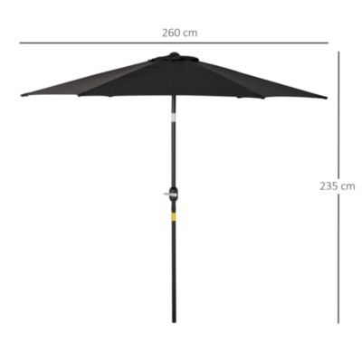 Parasol inclinable de jardin manivelle toile polyester imperméabilisée haute densité 180 g/m² dia. 2,7 x 2,35H m alu